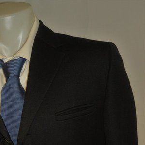 Gianni Versace Vintage Charcoal Gabardine Modern Hideaway Four Button Suit 40